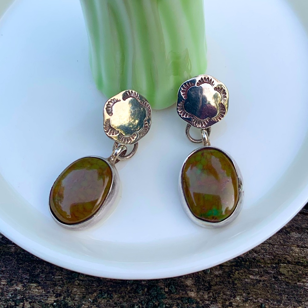 Sterling Silver & Stone Drop Earrings